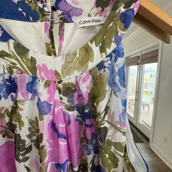 Calvin Klein Floral Sleeveless Midi Dress - Picture 4 of 7